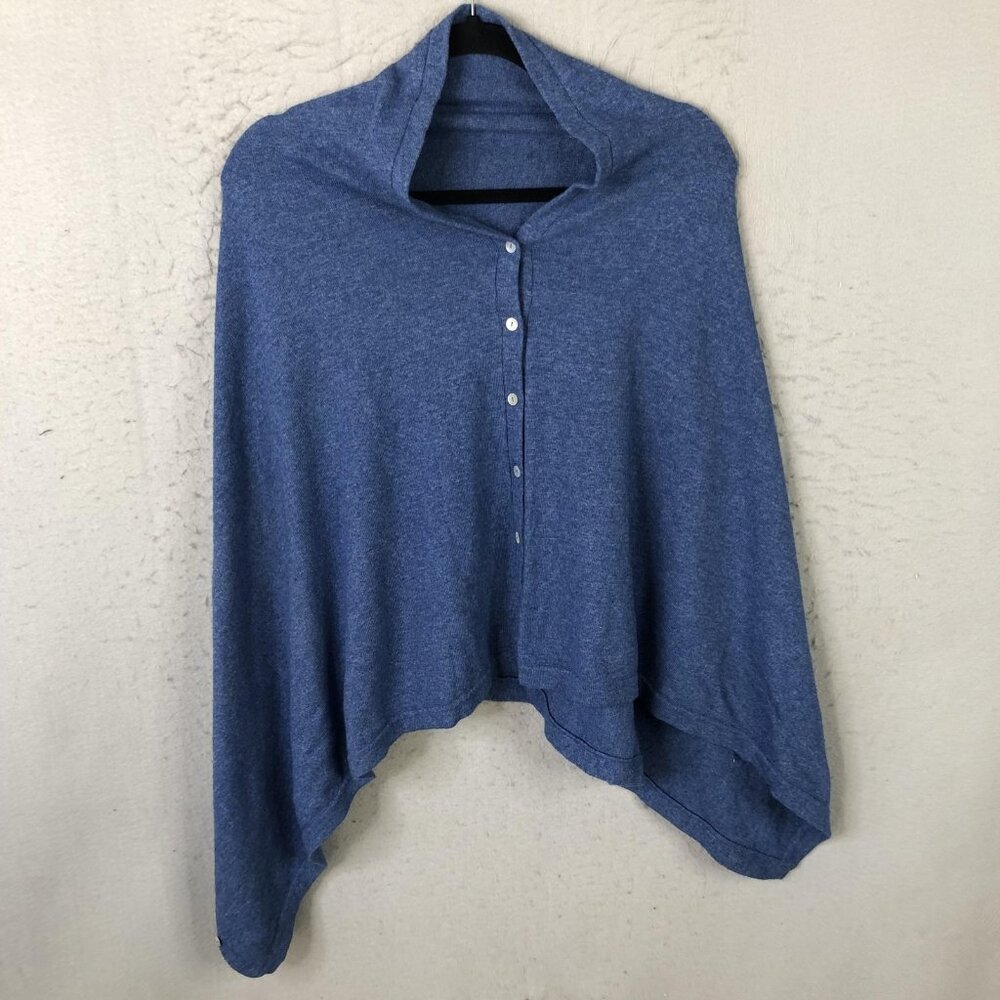 Bird Of Paradise Sweater Cape Womens One Size Blue Button Made In Italy Boho